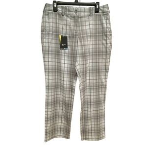 Nike Golf Tour Performance White & Gray Plaid Modern Rise Dri-Fit Womens Pants